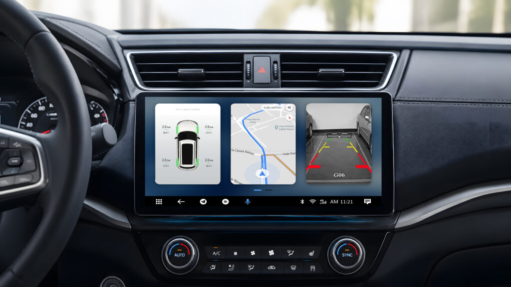 Android car head unit integrated car navigation system with CANBUS vehicle data display and real-time route guidance