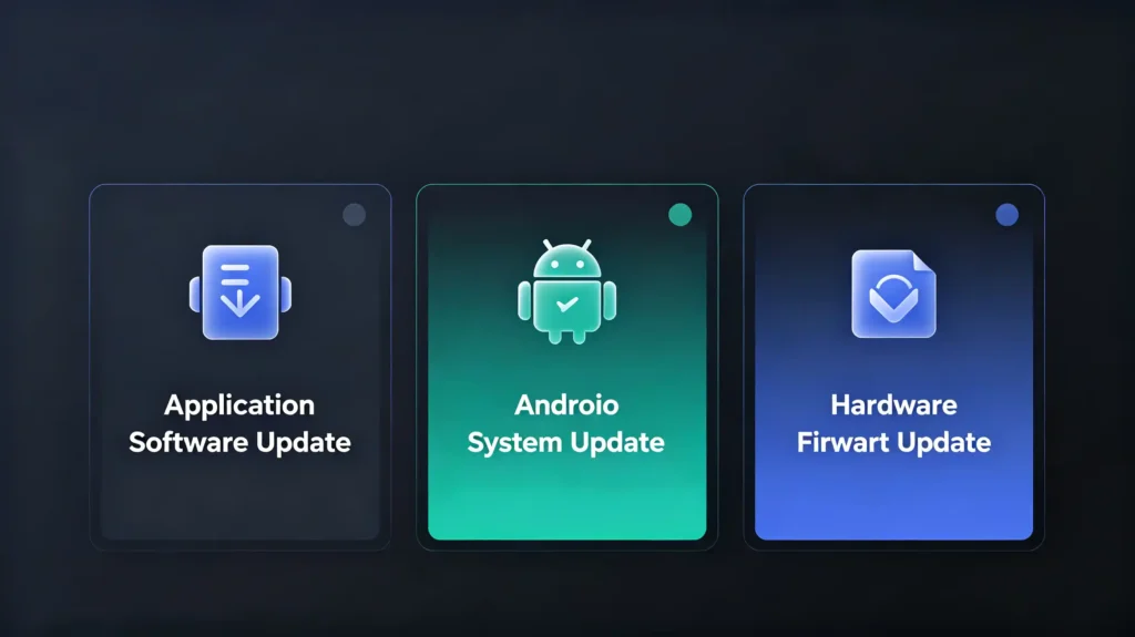 Android head unit update types comparison software, system and firmware