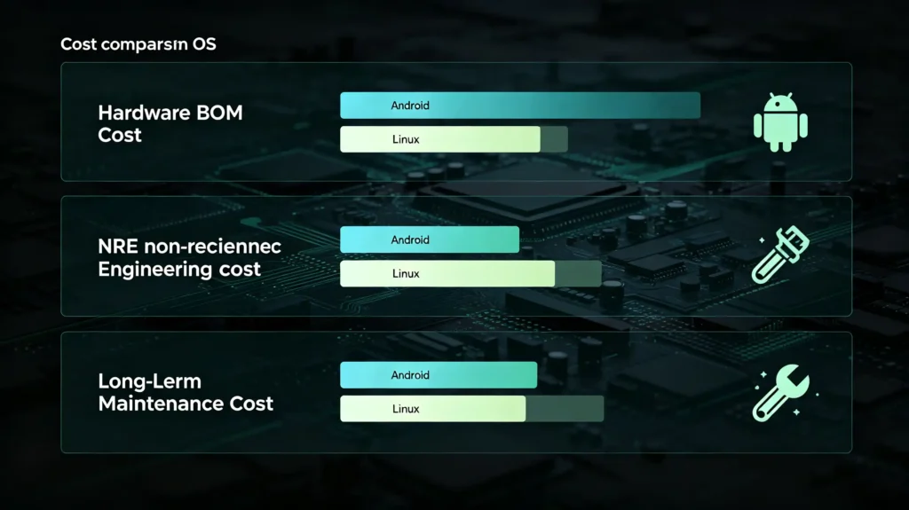 Android vs Linux total project cost comparison including hardware and development