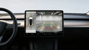 Backup camera display on head unit with dynamic parking guidelines