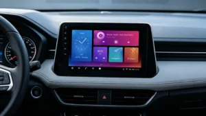 Car head unit Bluetooth connected status showing paired device and signal strength