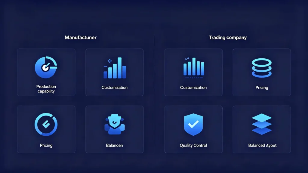 Car navigation manufacturer vs trading company comparison chart