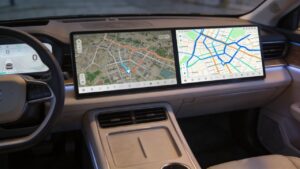 Car navigation map update comparison showing old vs new road network data
