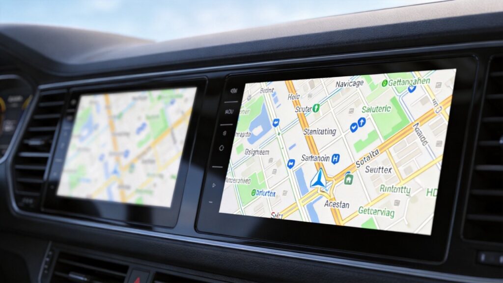 HD vs FHD car stereo display resolution comparison showing detail difference