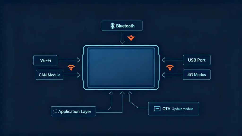 IVI attack surfaces including Bluetooth, Wi-Fi, USB, 4G, CAN Bus, apps and OTA