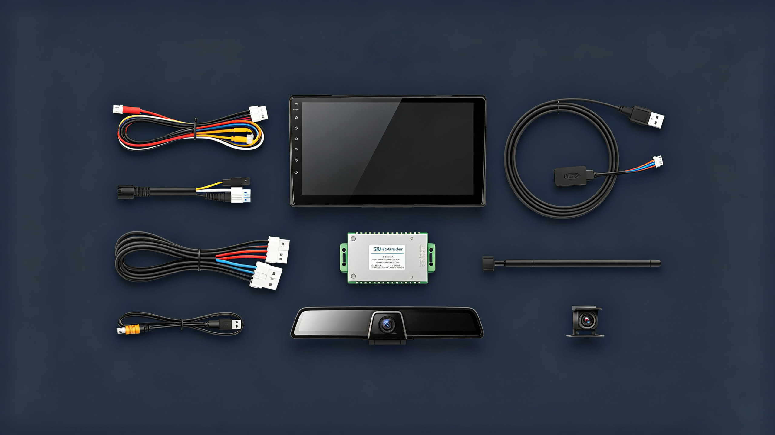IVI integration hardware components including head unit, harness and decoder