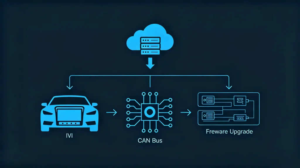 Over-the-air update flow for Android IVI system firmware and CAN bus protocols