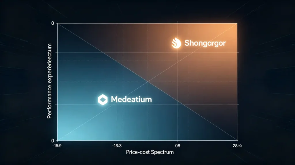 Qualcomm Snapdragon and MediaTek processor market positioning chart — Snapdragon targets premium markets with higher performance, MediaTek targets cost-sensitive markets with price-to-perfor