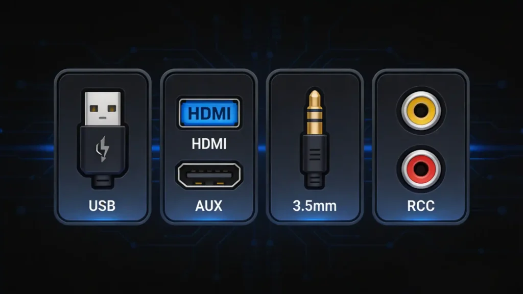 USB vs HDMI vs AUX vs RCA car stereo ports functionality comparison