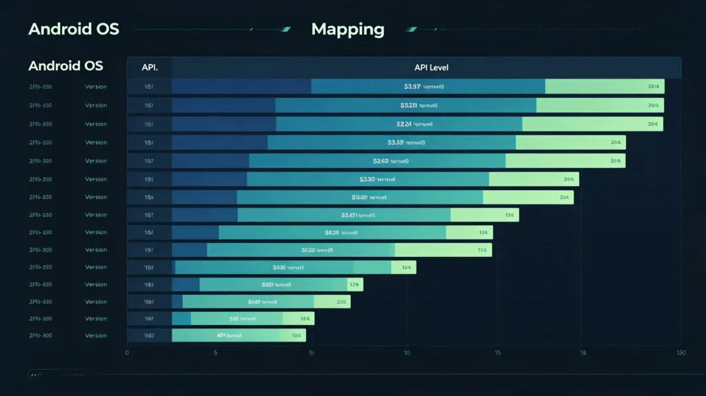 Android OS versions and corresponding API levels chart