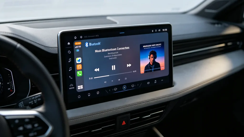 Car infotainment Bluetooth connected with music streaming
