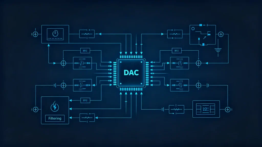DAC-chip-with-surrounding-analog-output-stage-and-power-supply-circuitry-scaled