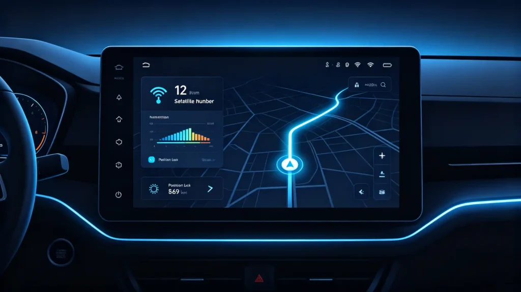 GPS-signal-strength-and-satellite-lock-status-on-car-navigation-head-unit-1-scaled