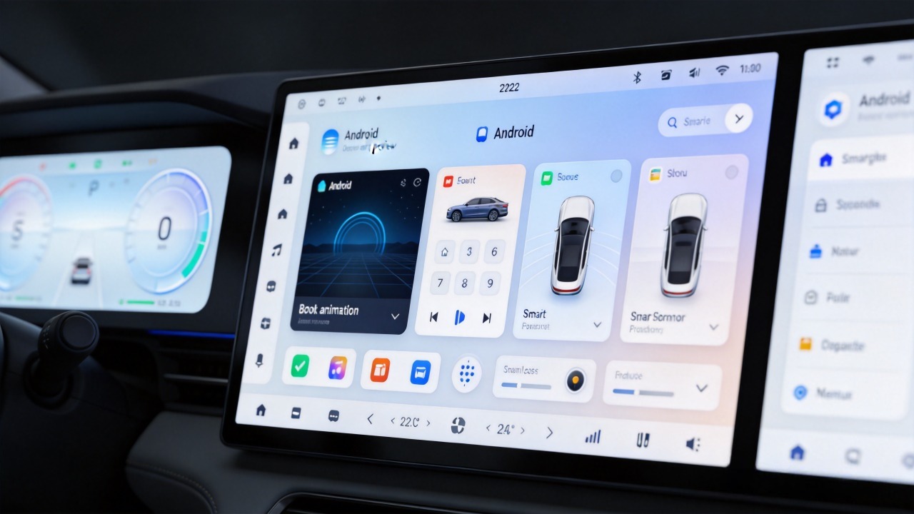Android head unit showing Google Play Store app list