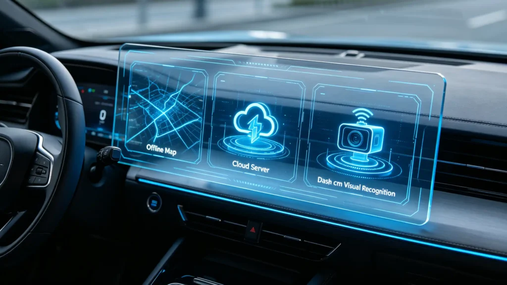 Offline map, cloud data and camera-based speed limit data sources comparison