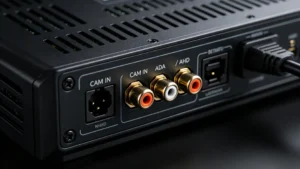 Reverse camera input port on Android head unit rear panel