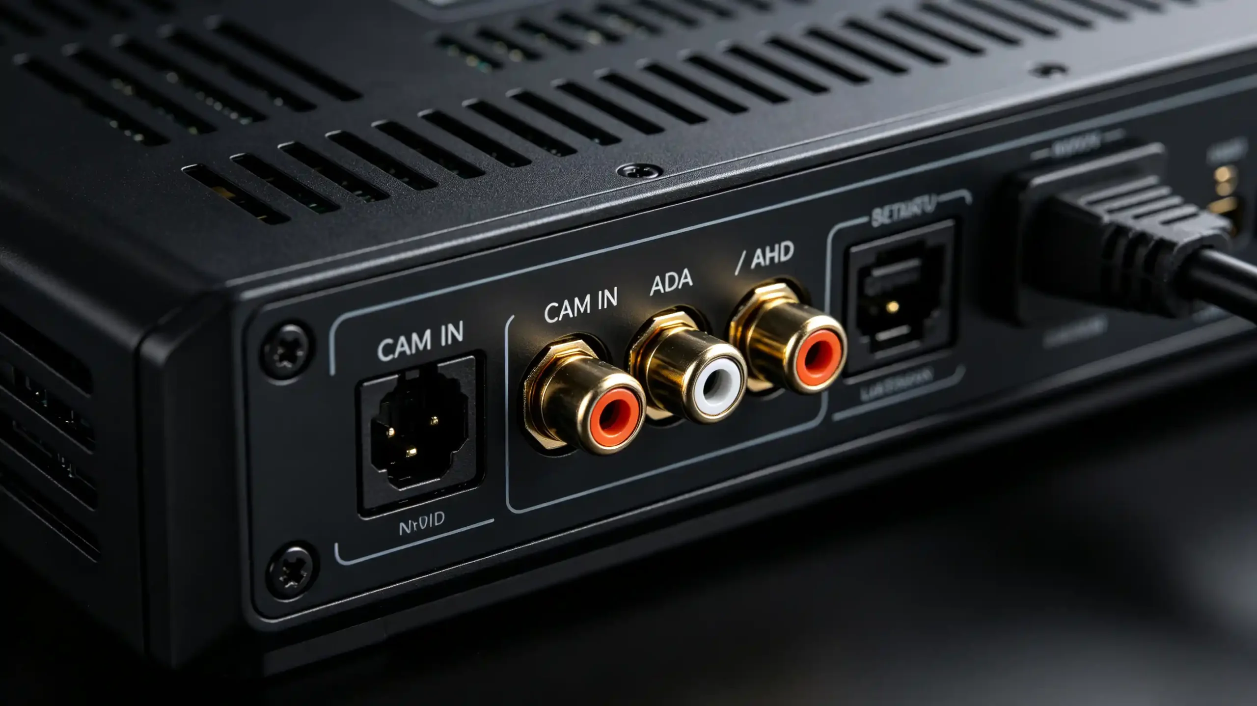 Reverse camera input port on Android head unit rear panel