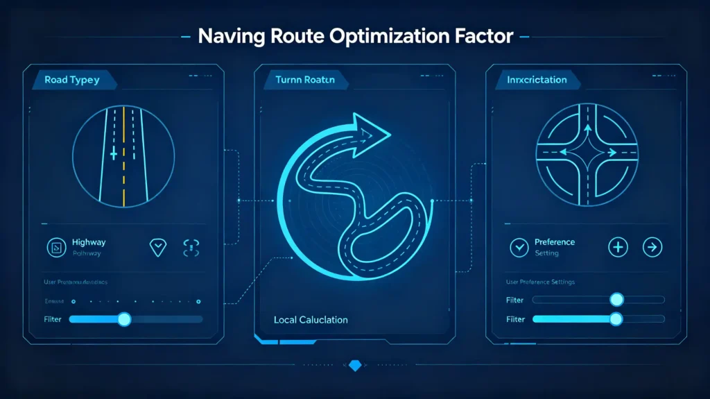 Route-optimization-factors-including-road-type-turn-complexity-and-preferences-scaled