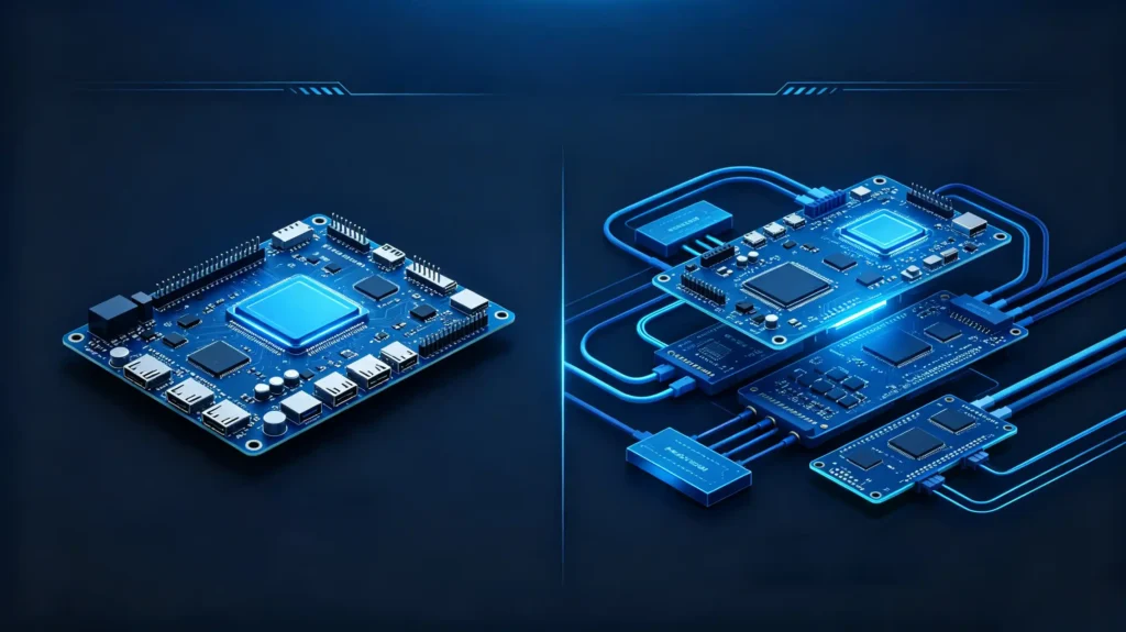 Single-board vs multi-board IVI hardware architecture comparison