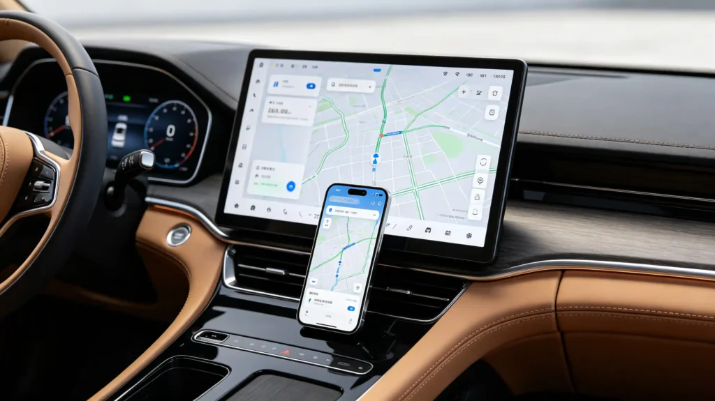 Wireless-screen-mirroring-from-phone-to-car-infotainment-display-scaled
